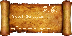 Preidt Geraszim névjegykártya